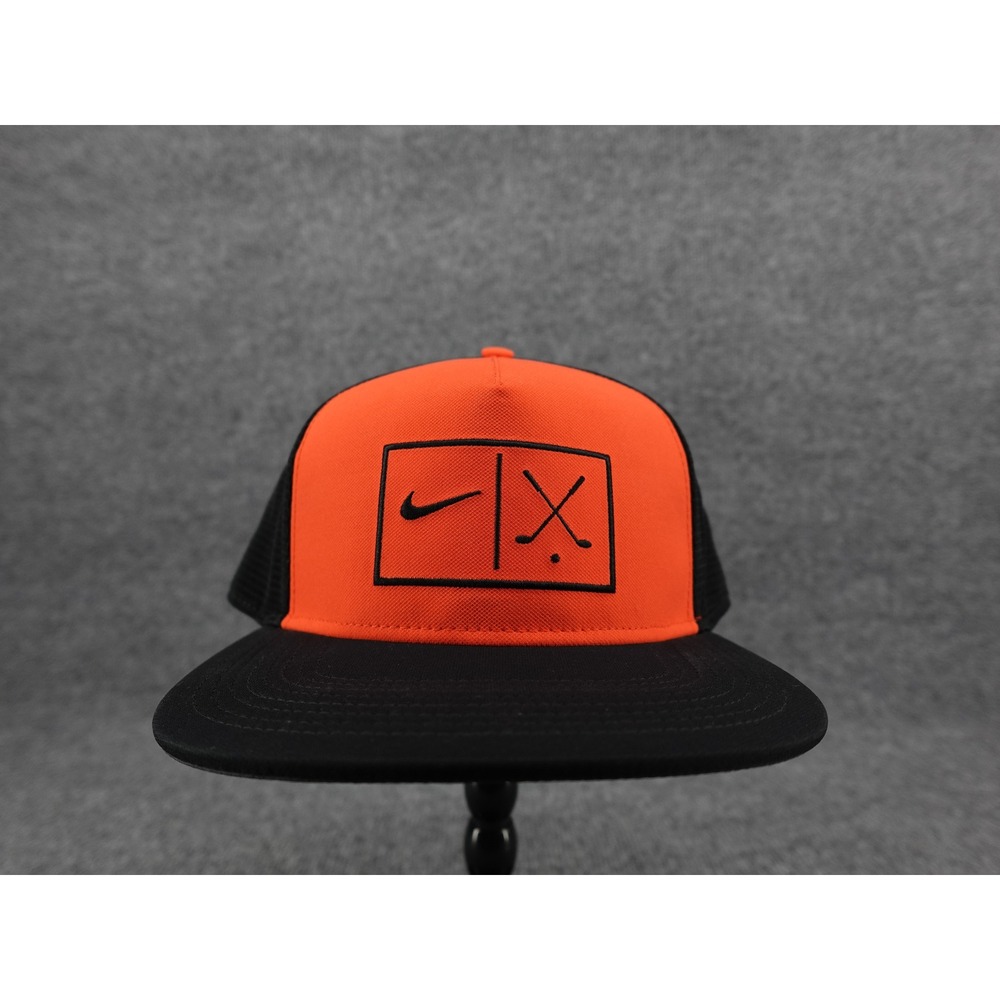 Nike Golf Trucker Hat Mens MISC Orange Black Snapback Mesh 832708-852